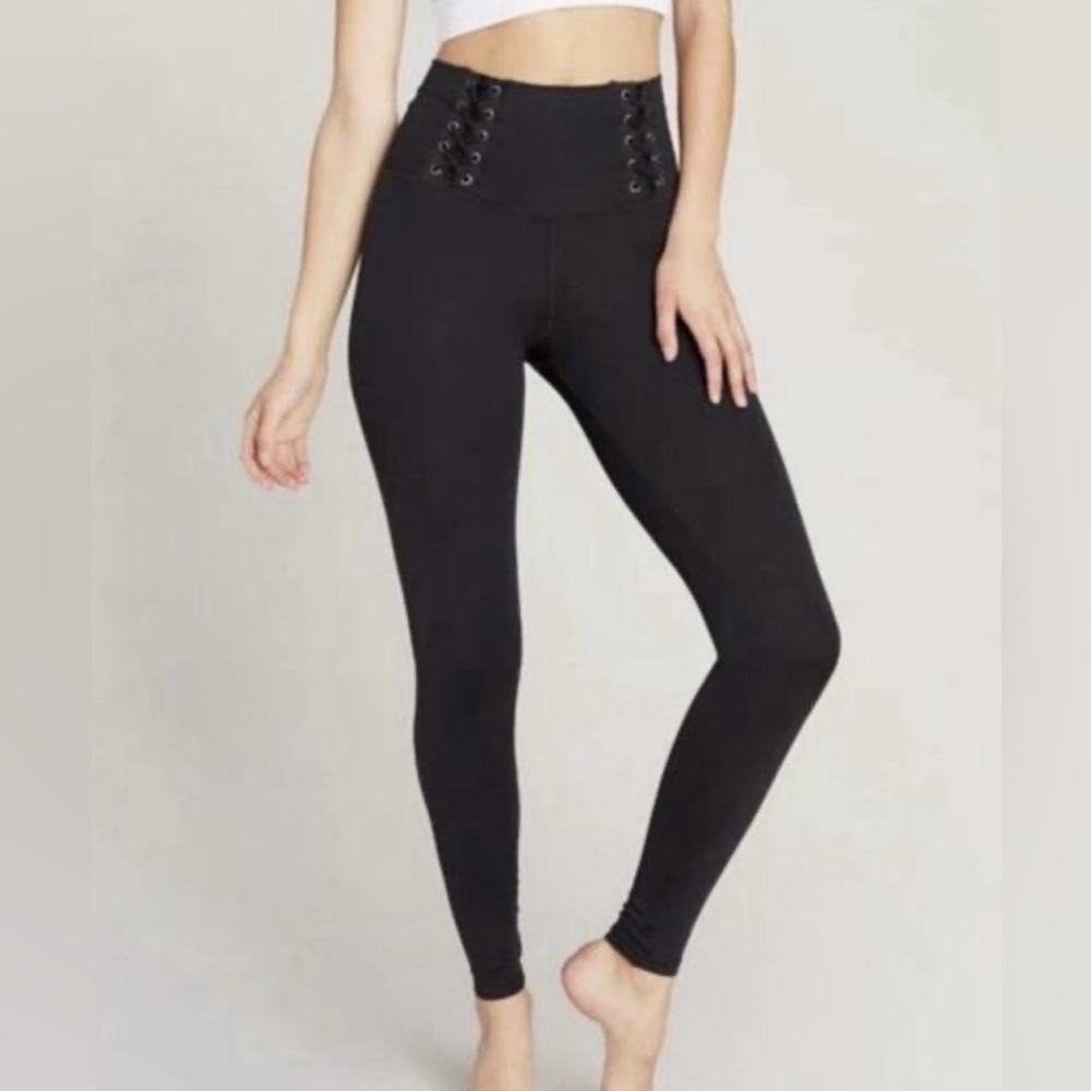 Lace Up Strut This Black Leggings One Size